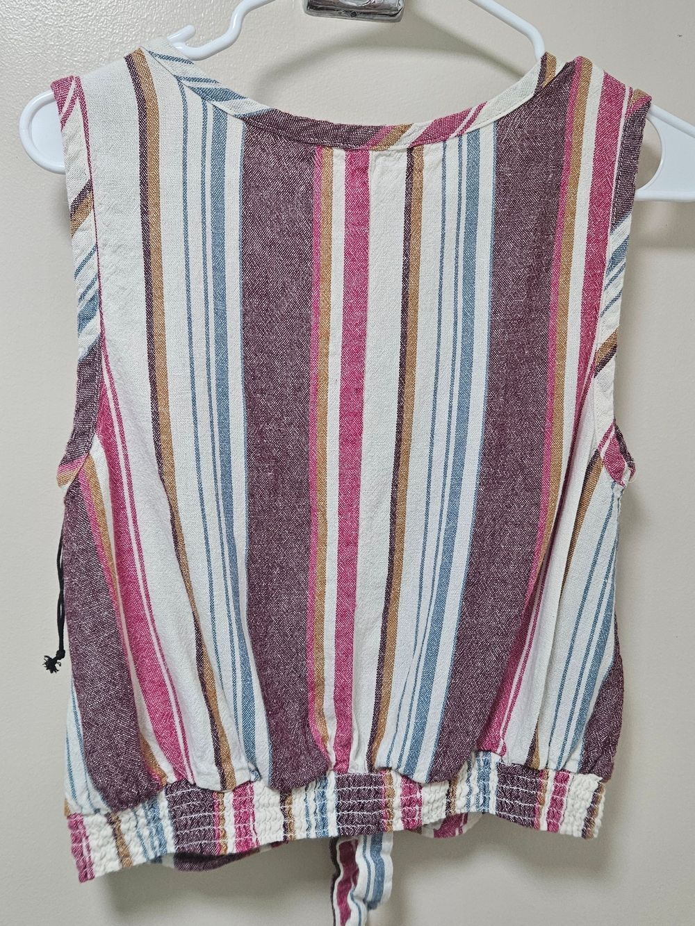 Vanilla Star Striped Tie-Front Tank in Pink, Blue & Cream - Picture 2 of 4